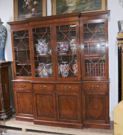 Victorian Walnut Breakfront Bookcase Large Bookcases